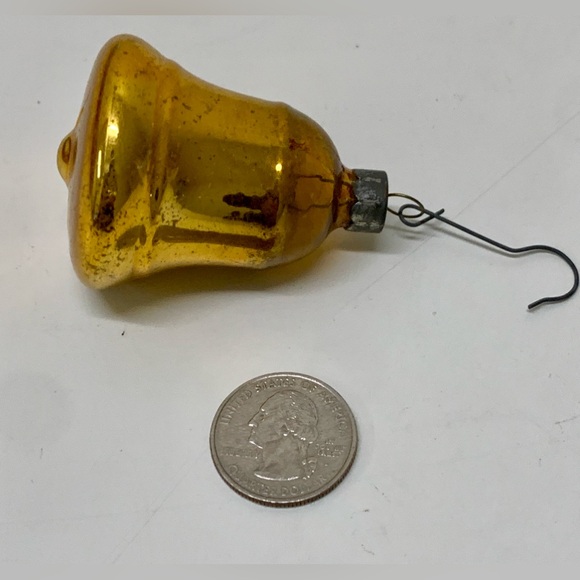 Mid Century Antique Mercury Glass Figural Bell Christmas Tree Ornament - Picture 5 of 9